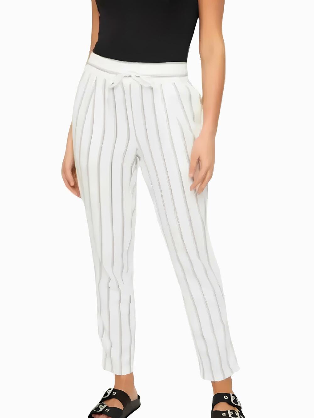 VERO MODA Anna Milo Linen Blend Striped Pants Size 8
